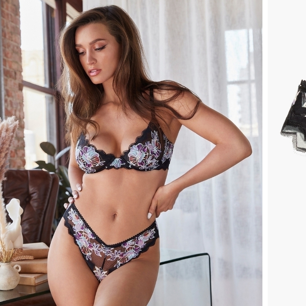NWT Savage X Fenty Zig Zag Zen Lace Bra And Panty Set